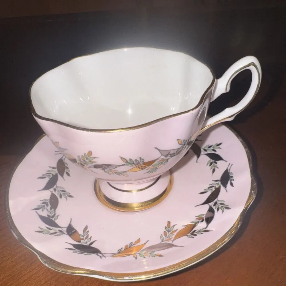 Salisbury Bone China Teacup & Saucer  Multicolor Floral England 2292